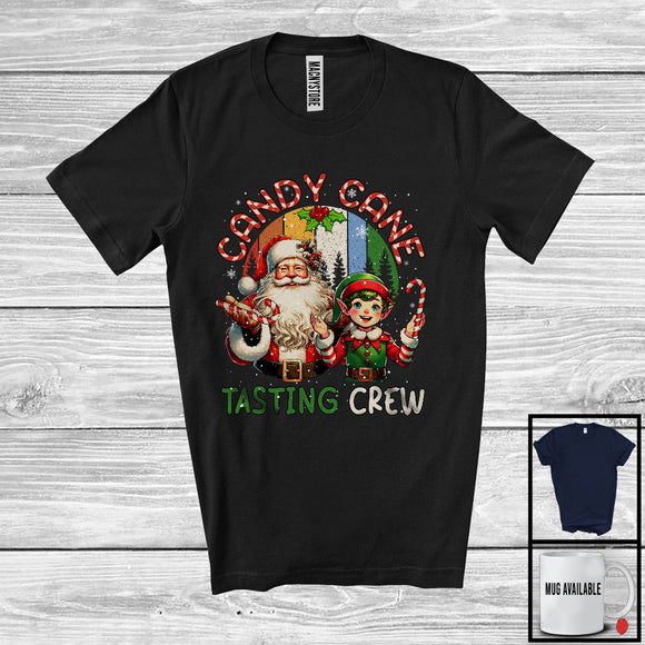 MacnyStore - Candy Cane Tasting Crew; Cheerful Christmas Santa ELF Snow Around; X-mas Vintage Retro T-Shirt