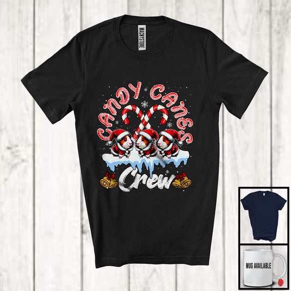 MacnyStore - Candy Canes Crew; Awesome Christmas Three Santa Guinea Pig Snowing Around; X-mas Family T-Shirt