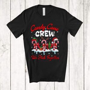 MacnyStore - Candy Canes Crew; Lovely Christmas Three Santa Elf Reindeer Candy Canes; Couple Snowing T-Shirt