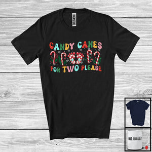 MacnyStore - Candy Canes For Two Please; Fantastic Christmas Pregnancy Announcement Candy Cane; Snowing Family T-Shirt