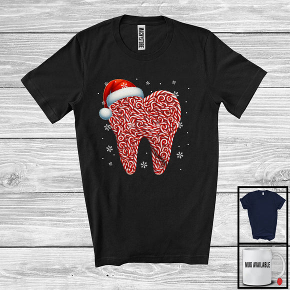 MacnyStore - Candy Canes In Santa Tooth Shape; Awesome Christmas Candy Cane Lover; Dental Dentist Group T-Shirt