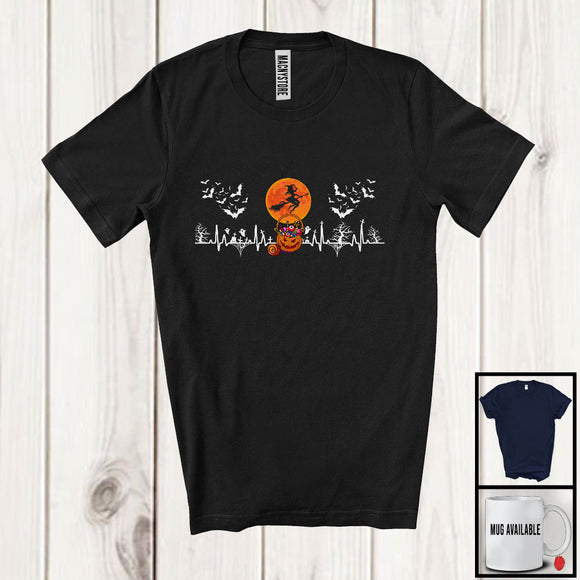 MacnyStore - Candy Pumpkin Heartbeat; Awesome Halloween Costume Moon Witch; Simple Nurse Group T-Shirt