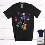 MacnyStore - Cane Corso Drinking Beer, Cheerful 4th Of July Drunker Fireworks, American Flag Patriotic T-Shirt