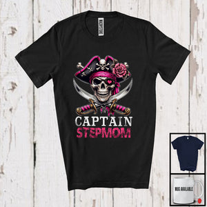 MacnyStore - Captain Stepmom; Horror Halloween Costume Skull Pirate Lover; Matching Family Group T-Shirt