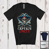 MacnyStore - Captain Uncle; Horror Halloween Costume Skull Pirate Lover; Matching Family Group T-Shirt