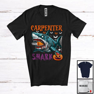 MacnyStore - Carpenter Shark, Scary Halloween Costume Pumpkin Zombie Shark, Proud Careers Group T-Shirt