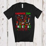 MacnyStore - Carpenter Team Christmas Crew; Fantastic X-mas Red Plaid Reindeer Face; Proud Careers Jobs T-Shirt