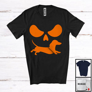 MacnyStore - Carved Pumpkin Face With Dachshund, Scary Halloween Dachshund Owner Lover, Family Group T-Shirt