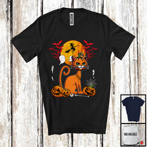 MacnyStore - Cat Pumpkin Face Cosplay, Scary Halloween Costume Cat Owner Lover, Family Group T-Shirt