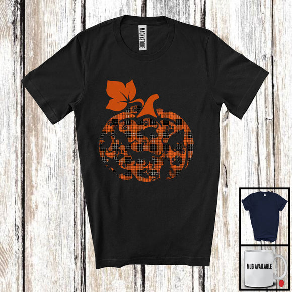 MacnyStore - Cat Pumpkin Shape Plaid; Lovely Thanksgiving Halloween Cat Owner; Animal Lover T-Shirt