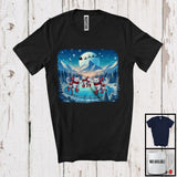 MacnyStore - Cat Skating; Adorable Christmas Snowing Santa Sleigh Skating Group; X-mas Animal Lover T-Shirt