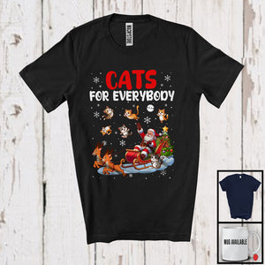 MacnyStore - Cats For Everybody; Amazing Christmas Santa Riding Reindeer Cat Sleigh; Snowing X-mas T-Shirt