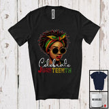 MacnyStore - Celebrate Juneteenth, Awesome Black History Afro Woman Sunglasses, African American Proud T-Shirt