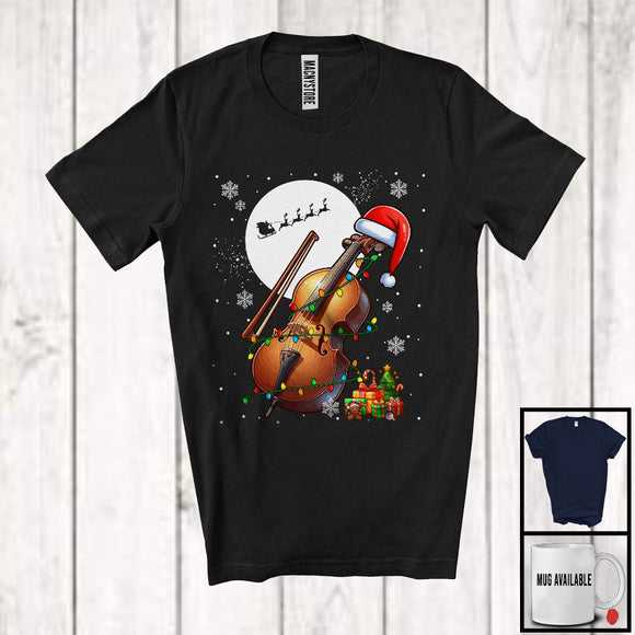 MacnyStore - Cello Santa; Amusing Christmas Lights Snowing Santa Cello Player; Musical Instruments T-Shirt