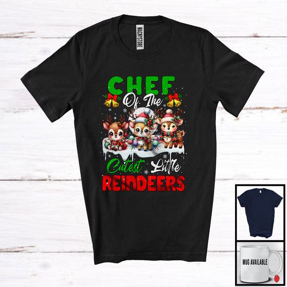 MacnyStore - Chef Of The Cutest Little Reindeers; Adorable Christmas Three Reindeers; Snowing Jobs T-Shirt