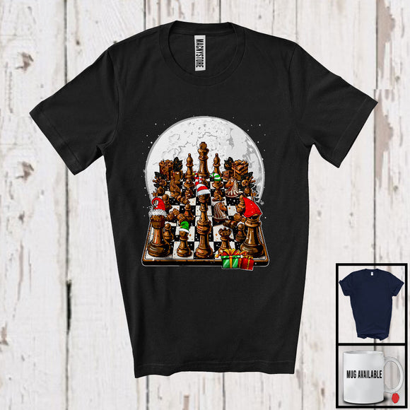 MacnyStore - Chess Gingerbread Player; Awesome Christmas Moon Santa Elf Chess Player; Family Group T-Shirt