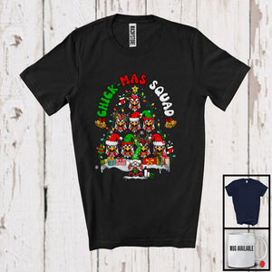 MacnyStore - Chick-mas Squad; Sarcastic Christmas Lights Tree Chicken; Farmer X-mas Moon Snowing T-Shirt