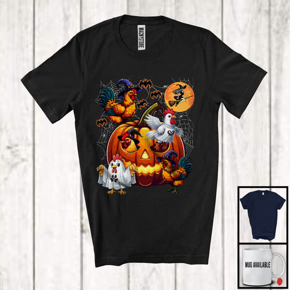 MacnyStore - Chicken Boo Inside Pumpkin, Adorable Halloween Costume Ghost Chicken Lover, Carved Pumpkins T-Shirt
