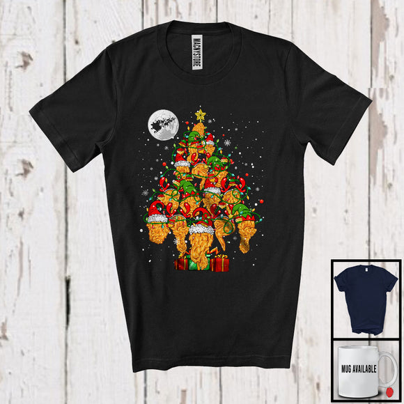 MacnyStore - Chicken Nuggets Christmas Tree Lights; Cheerful X-mas Chicken Nuggets Food; Snowing Around T-Shirt