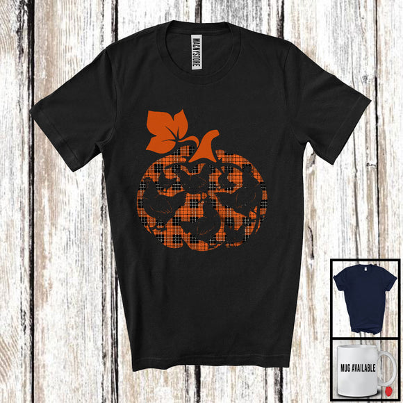 MacnyStore - Chicken Pumpkin Shape Plaid; Lovely Thanksgiving Halloween Chicken Owner; Animal Lover T-Shirt