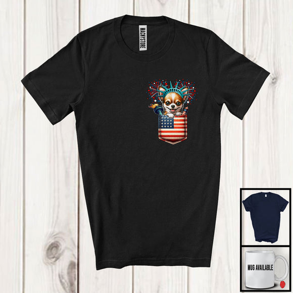 MacnyStore - Chihuahua in American Flag Pocket, Adorable 4th Of July Chihuahua Owner, Patriotic Group T-Shirt