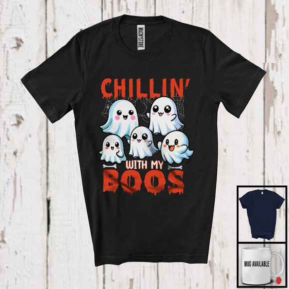 MacnyStore - Chillin' With My Boos, Scary Halloween Costume Horror Boo Ghost Lover, Matching Family Group T-Shirt