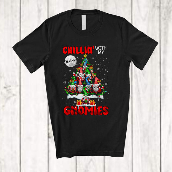 MacnyStore - Chillin' With My Gnomies; Joyful Christmas With Gnomies X-mas Tree; Gnomes Lover T-Shirt