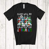 MacnyStore - Chillin' With My Kindergarten Snowmies; Amusing Christmas Plaid Four Snowman; Teacher Family T-Shirt