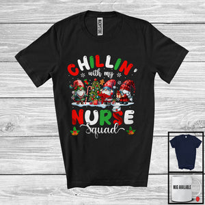 MacnyStore - Chillin' With My Nurse Squad; Awesome Christmas Three Gnomes; Nurse Group T-Shirt