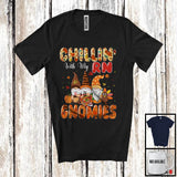 MacnyStore - Chillin' With My RN Gnomies, Happy Thanksgiving Nurse Three Gnomes, Fall Leaves Pumpkin T-Shirt