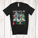 MacnyStore - Chillin' With My Snowmies; Amusing Christmas Plaid Four Snowman; X-mas Family T-Shirt