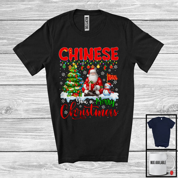 MacnyStore - Chinese You A Merry Christmas; Fantastic X-mas Tree Santa Chinese Flag Snowman; Family Group T-Shirt