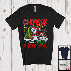 MacnyStore - Chinese You A Merry Christmas; Humorous X-mas Dabbing Chinese Flag Proud; Family Group T-Shirt