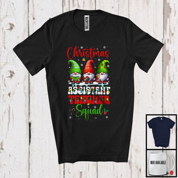 MacnyStore - Christmas Assistant Teacher Squad; Amazing Christmas Snowing Three Gnomes; Jobs Careers T-Shirt