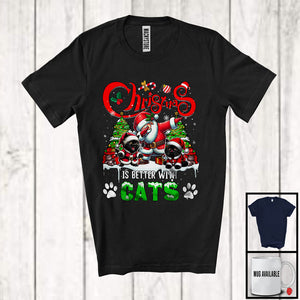 MacnyStore - Christmas Better With Cats; Lovely X mas Tree Two Cats Owner Lover; Dabbing Santa T-Shirt