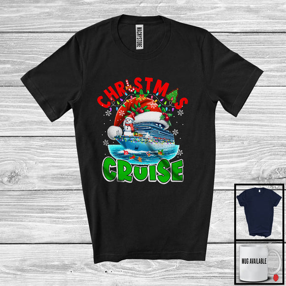 MacnyStore - Christmas Cruise; Awesome X-mas Lights Santa Cruise Ship; Snowman Family Group T-Shirt