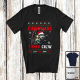 MacnyStore - Christmas Fisher Crew; Amazing X-mas Sweater Santa Fish Snowing; Fishing Fisher Group T-Shirt