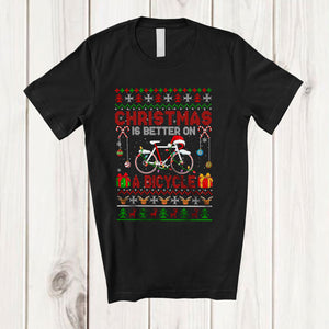 MacnyStore - Christmas Is Better On A Bicycle; Wonderful X-mas Sweater Santa Bicycle; Family Group T-Shirt