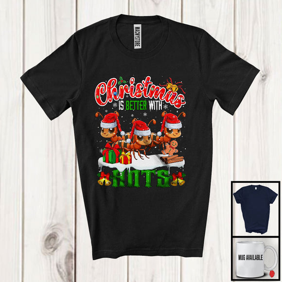 MacnyStore - Christmas Is Better With Ants; Adorable X-mas Three Santa Ant Animal; Family Group T-Shirt