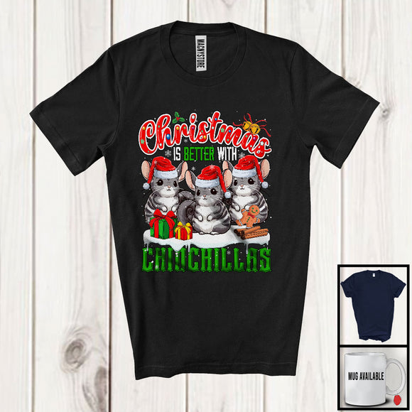 MacnyStore - Christmas Is Better With Chinchillas; Adorable X-mas Three Santa Chinchilla; Family Group T-Shirt