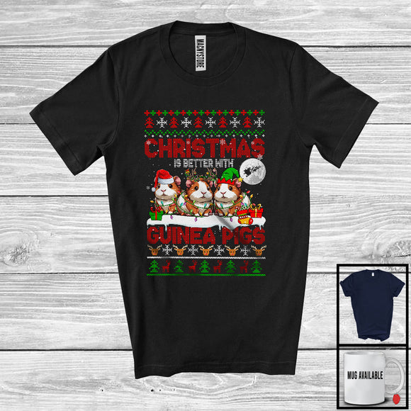 MacnyStore - Christmas Is Better With Guinea Pigs; Amusing X-mas Santa Elf Reindeer Animal; Sweater Family T-Shirt