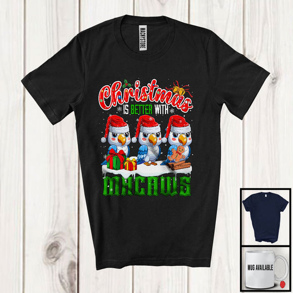 MacnyStore - Christmas Is Better With Macaws; Adorable X-mas Three Santa Macaws Animal; Family Group T-Shirt