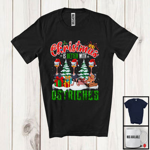 MacnyStore - Christmas Is Better With Ostriches; Adorable X-mas Three Santa Ostrich Animal; Family Group T-Shirt