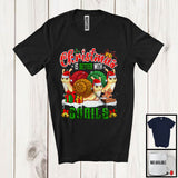 MacnyStore - Christmas Is Better With Snails; Adorable X-mas Three Santa Snail Animal; Family Group T-Shirt