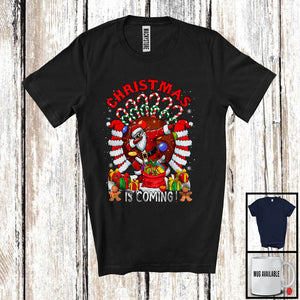 MacnyStore - Christmas Is Coming; Adorable X-mas Dabbing Santa Hat Candy Cane; Family Group T-Shirt