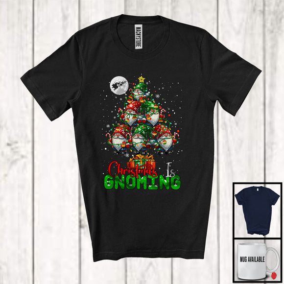 MacnyStore - Christmas Is Gnoming; Lovely X-mas Tree Gnome Gnomies Coming; Snowing Family Group T-Shirt