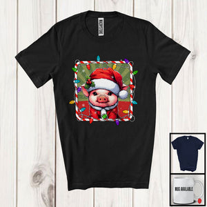 MacnyStore - Christmas Lights Santa Pig; Awesome X-mas Pajamas Santa; Snowing Family Group T-Shirt