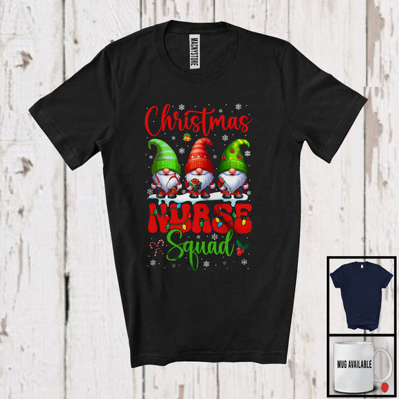 MacnyStore - Christmas Nurse Squad; Amazing Christmas Snowing Three Gnomes; Proud Jobs Careers T-Shirt