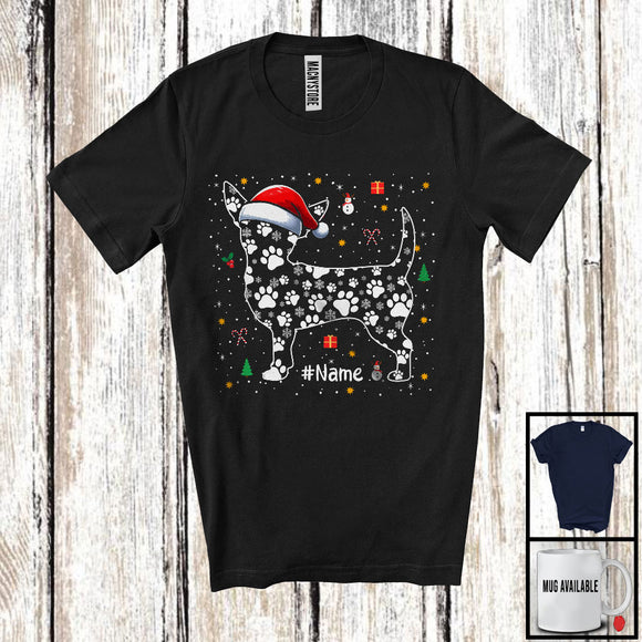 MacnyStore - Christmas Santa Chihuahua Paws Shape; Amazing X-mas Snowing Chihuahua; Family Group T-Shirt