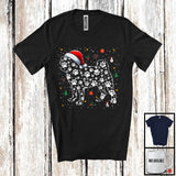 MacnyStore - Christmas Santa Dachshund Paws Shape; Amazing X-mas Snowing Around Pug; Family Group T-Shirt